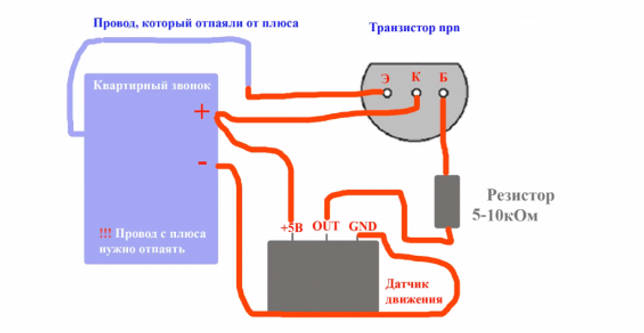 Схема сигнализации с датчиком движения